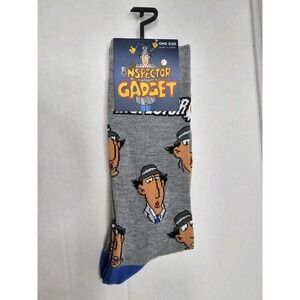 Inspector Gadget Crew Socks Gray Blue One Size Cartoon Retro 80s 90s Nostalgia
